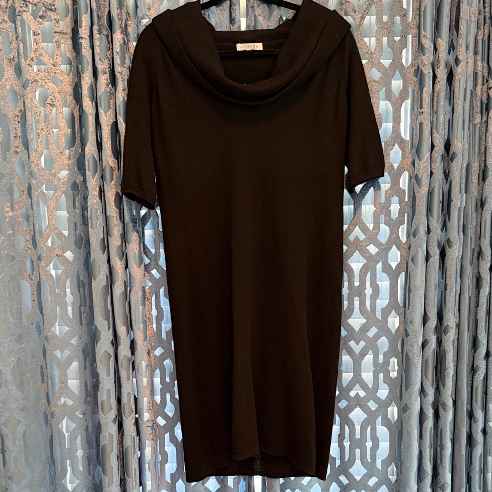 Chic Black Cowl Neck Midi Dress